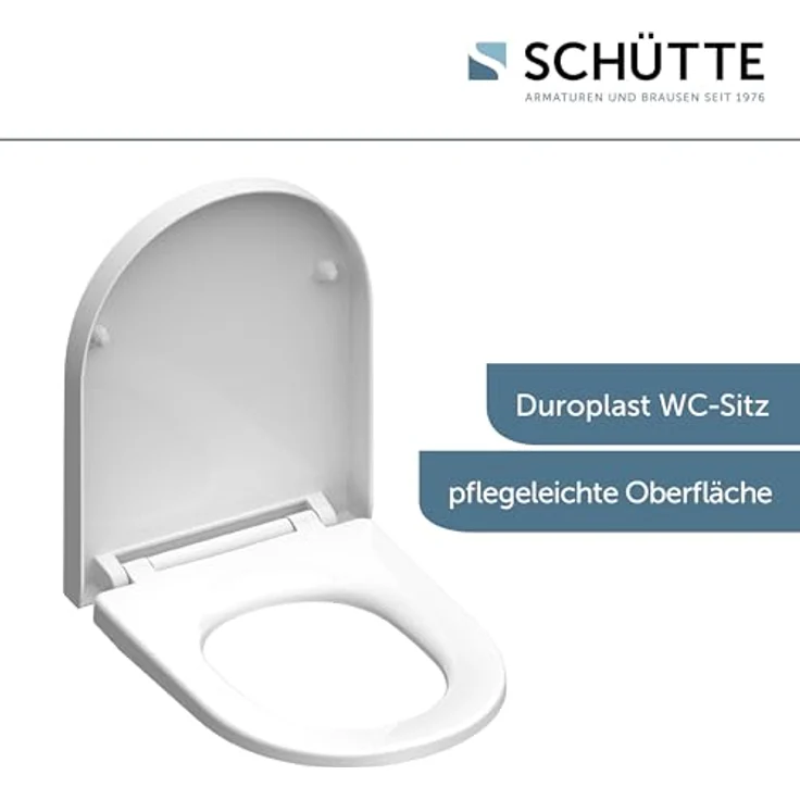 Schütte WC-Sitz Duroplast D-Form, mit Absenkautomatik und Schnellverschluss, weiß – Bild 6