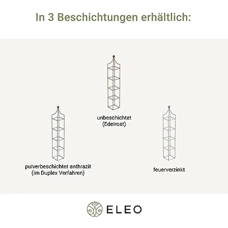 ELEO Obelisk Catania Klein Feuerverzinkt, Rankhilfe aus massivem Metall, 150 cm x 29 cm, silbrig-matt – Bild 9