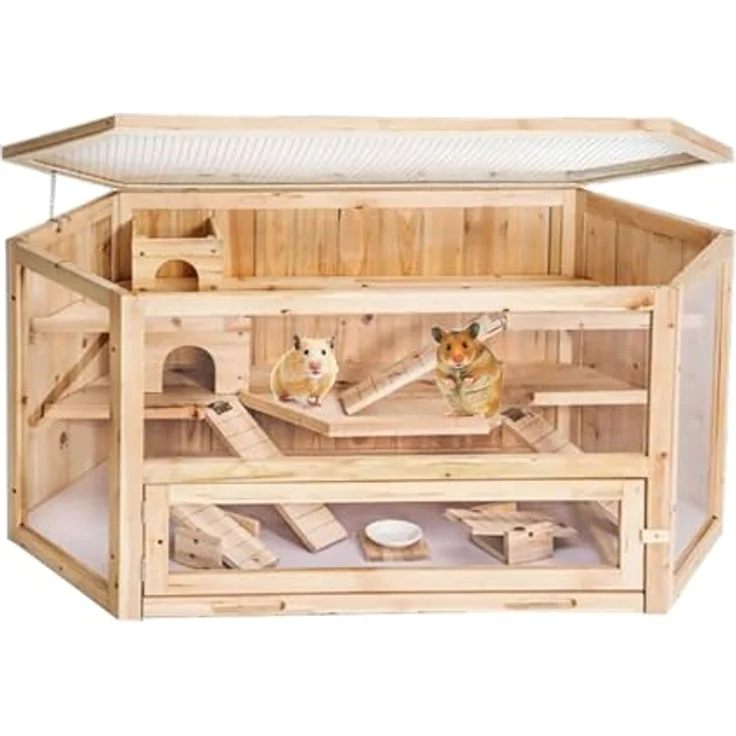 HTI living Kleintierkäfig Hamsterkäfig aus Fichtenholz, naturnahe Struktur, Maße ca. XX cm – Bild 1