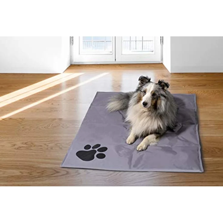 Dobar Kühlmatte mit Pfoten eckig L 99,5 x B 70 cm grau/schwarz, Selbstkühlend ohne Vorkühlen, für kleine und mittelgroße Hunde/Katzen – Bild 4