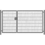 2-flügelig Einfahrtstor asymmetrisch verzinkt 300cm x 103cm inkl. Pfosten/Gartentor Tor Hoftor Matten-Tor