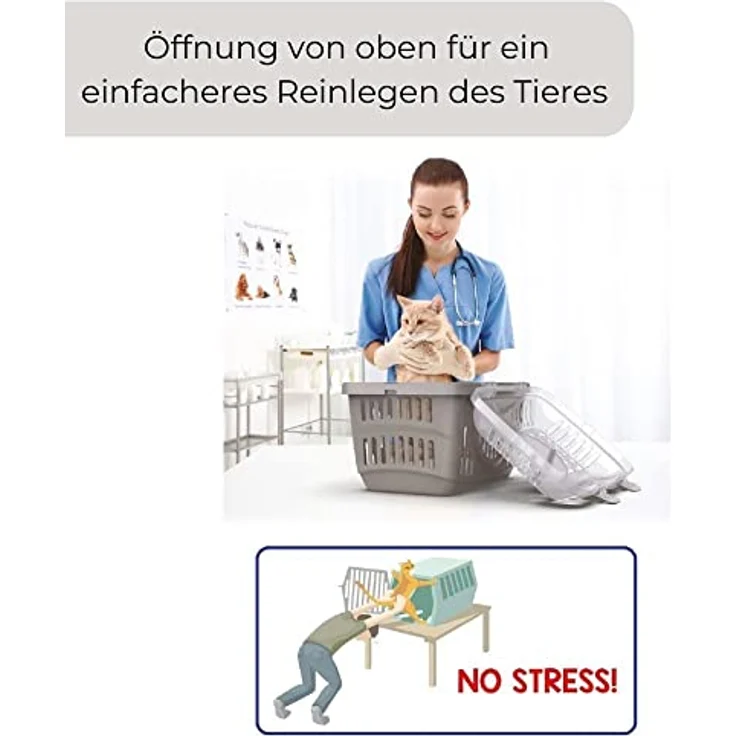 Transportbox Oben Öffnen Hunde Katzen Kleintier Transport Box Katzenbox Hundebox Open Top Stressfrei Dachöffnung – Bild 2