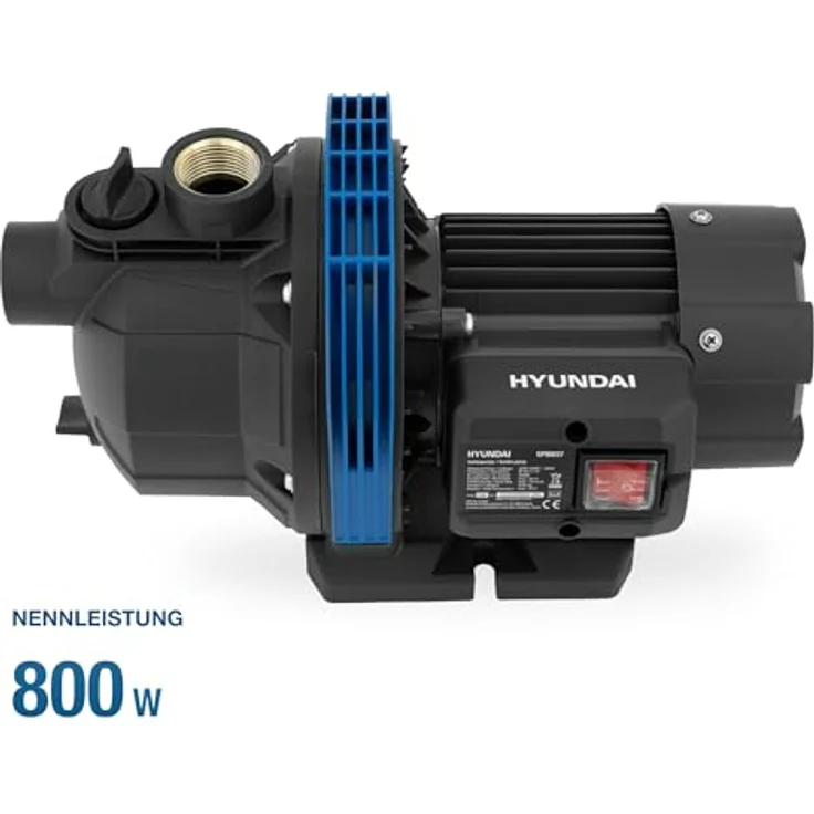 HYUNDAI Gartenpumpe GP80037, 800 W, Fördermenge 3.600 l/h, max. Förderhöhe 40 m, max. Ansaughöhe 7 m, Bewässerungspumpe – Bild 3