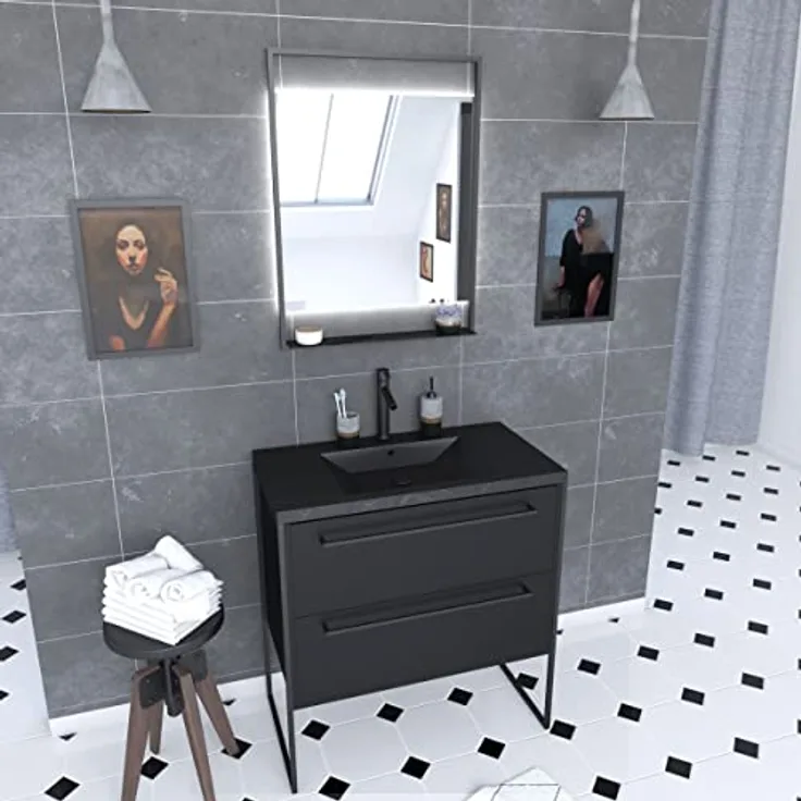 AURLANE PACM061 Structura P061 Badezimmermöbel, Schwarz
