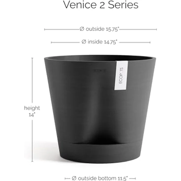 Ecopots Übertopf Venedig 2, Selbstbewässernder Blumenkübel aus nachhaltigen Materialien, UV-beständig, für Innen- & Außenbereich – Bild 2