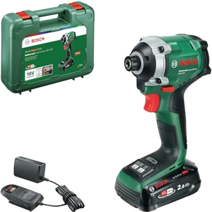 Bosch UniversalImpactDrive 18V-210, Akku-Drehschlagschrauber mit 210 Nm, inkl. Akku PBA 18V 2.0Ah, Ladegerät, Tragekoffer