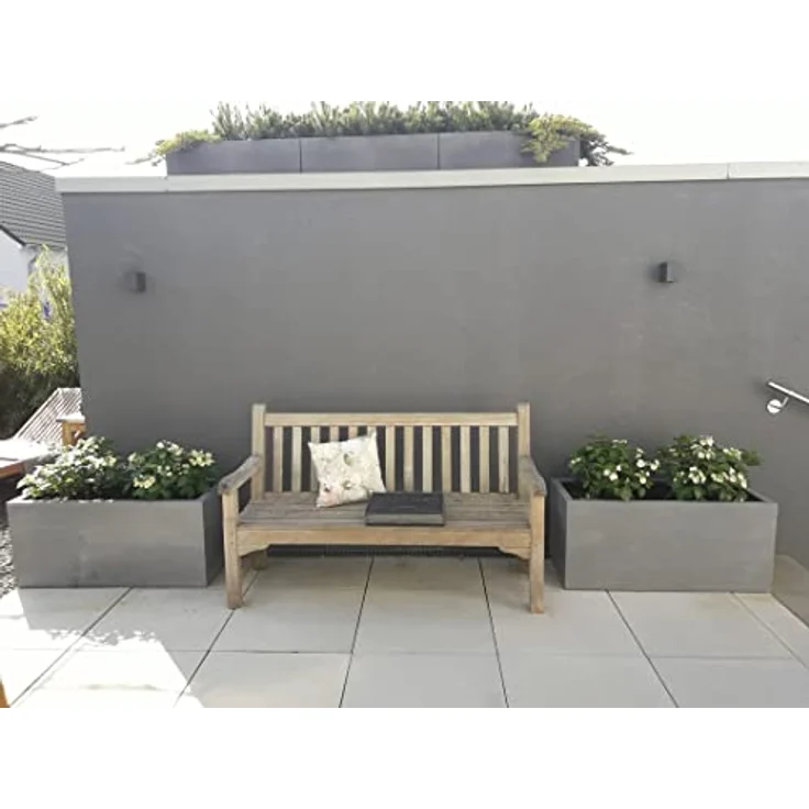 Elegant Einrichten Pflanzkübel Fiberglas Rechteckig 80x30x40cm, grau, wasserdicht, frostsicher, UV-beständig, handgefertigt – Bild 7