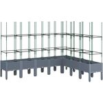 vidaXL Pflanzkübel mit Rankgitter, Blumenkübel mit Rattan-Optik, Blumenkasten für Terrasse Garten, Gartenspalier Pflanzkasten, Grau PP