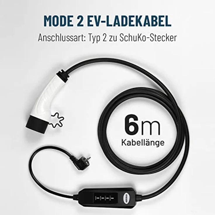 ABSINA Elektroauto Ladekabel 3,7KW T2  6m Typ2 Schutzkontakt – Bild 2