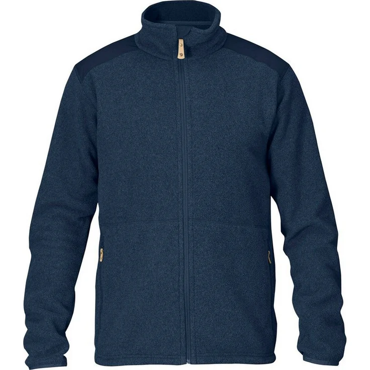 Fjällräven Fleecejacke Sten, aus Recycling-Polyester, melierte Optik, grau – Bild 1