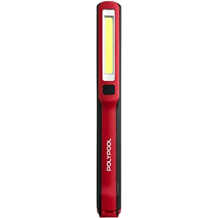 POLY POOL - PP3164 Wiederaufladbare LED-Arbeits-Taschenlampe mit Ultra-LED-Licht COB 3W 200lm u. oberer Taschenl. 140lm, tragb. Lampe, ideal f. Werkstattarbeiten, magnet. Clip und wiederaufl. USB-Akku – Bild 1