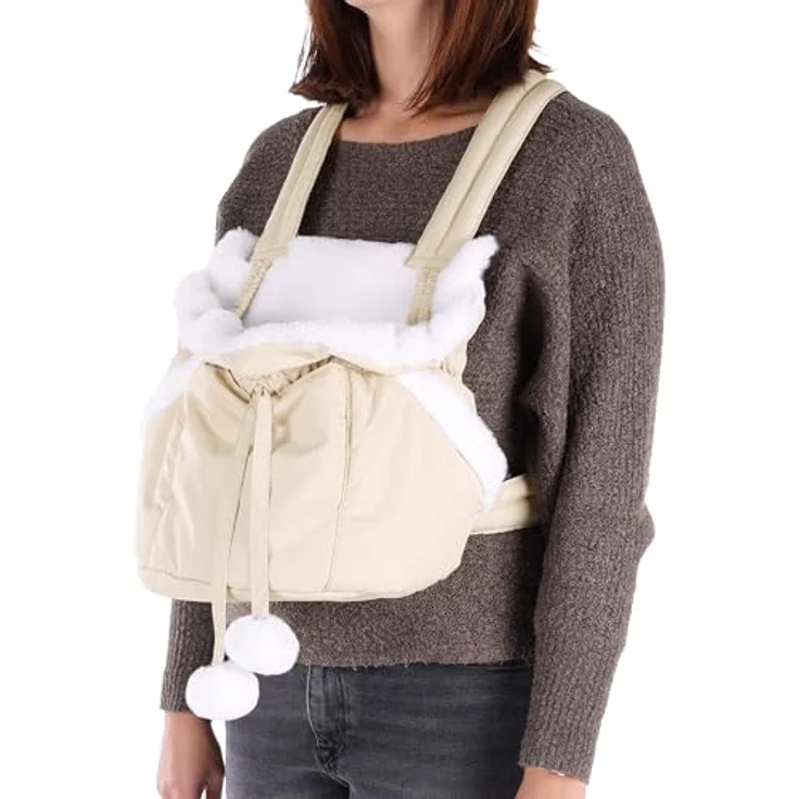 Flamingo Fronttasche Cuddi, Hunde-Transporttasche in beige mit verstellbarer Kurzleine und abwaschbarem Innenraum, max. Tragegewicht 4 kg – Bild 6