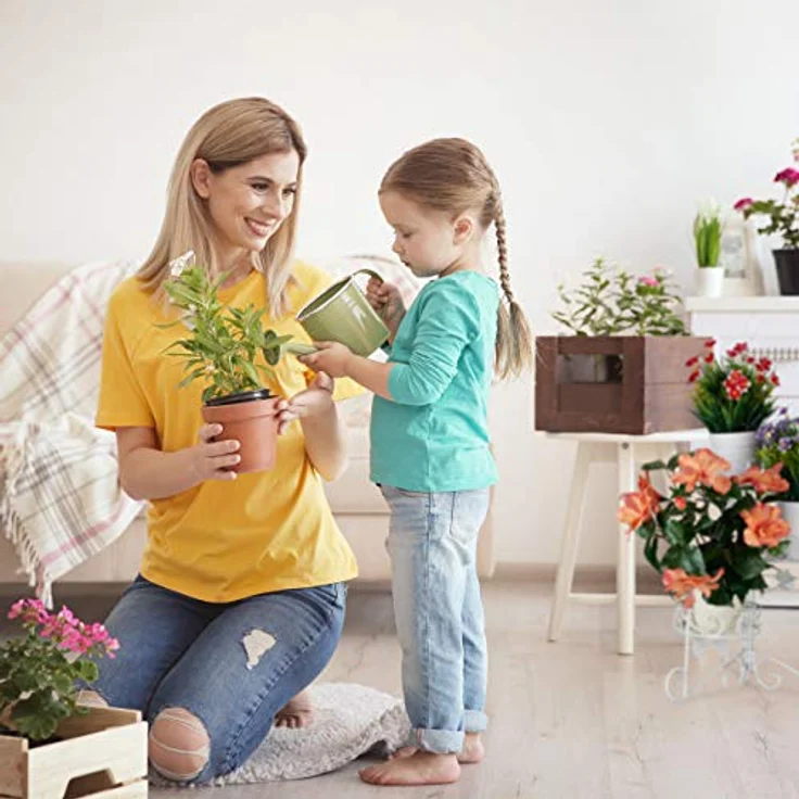 Relaxdays Blumenständer Metall, 3 Etagen, zum Klappen, dekorative Blumentreppe, vintage, innen & außen, H: 40 cm, weiß – Bild 3