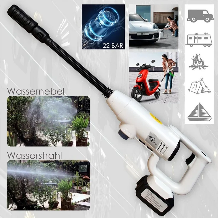 @tec Akku-Hochdruckreiniger Akku Druckreiniger »arcotec 74 Wh, 4000 mA«, max. 22 bar, mit Akku und Ladegerät, Fördermenge max. 4,50 l/h, mobil und kraftvoll – Bild 1
