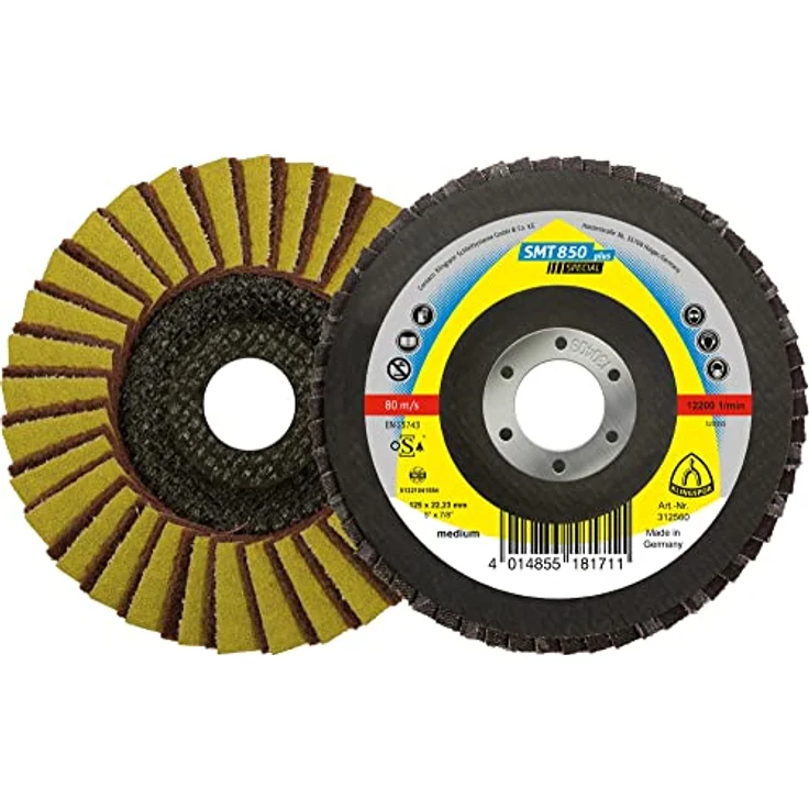 Klingspor SMT 850 plus Special Schleifmopteller Vlies-Kombi 125 x 22,23 mm Korn 80 Medium gewölbt - für Edelstahl - 312560 | 5 Stück – Bild 1