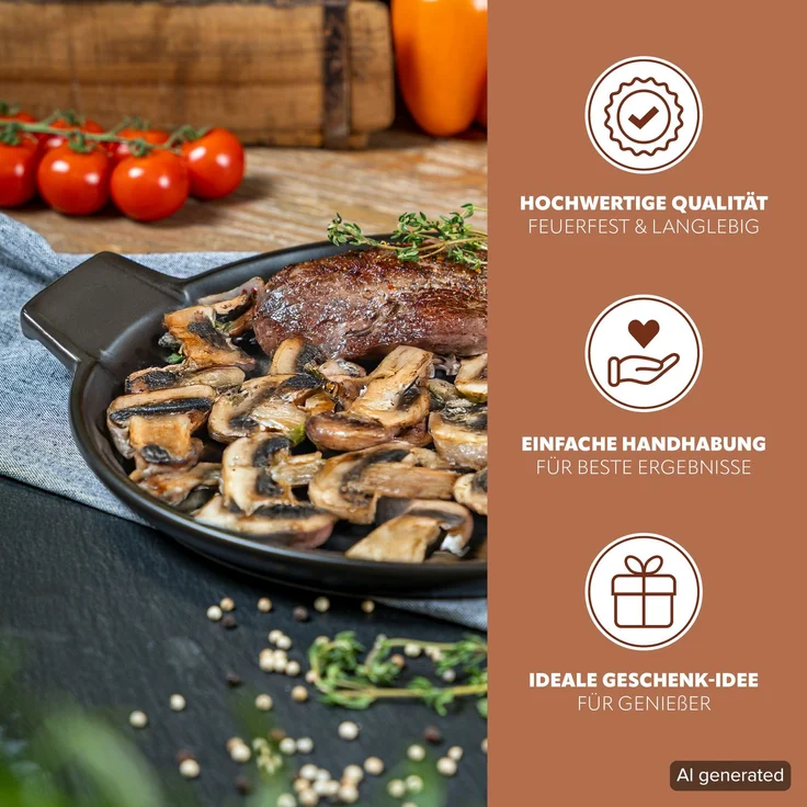 Bremermann Grillpfanne, Steingut schwarz, 38 cm – Bild 6