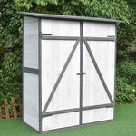 Feel2Home Gartenhaus Geräteschuppen Gartenschrank Holzhäuschen Hütte Gerätehaus Stauraum, Weiß/Grau, Fußboden und Zweiflügeltür mit Schiebeverriegelung