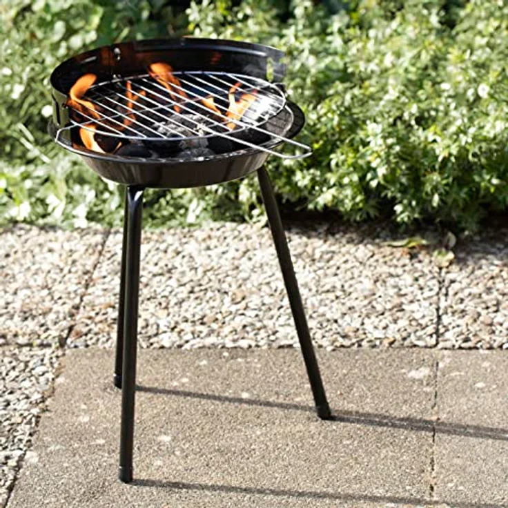 Landmann Holzkohle-Rundgrill | Mobiler Holzkohlegrill | Ideal für 2 bis 3 Personen geeignet | Ø 27 cm | Windschutz | 3 stabile Beine | Schwarz – Bild 5