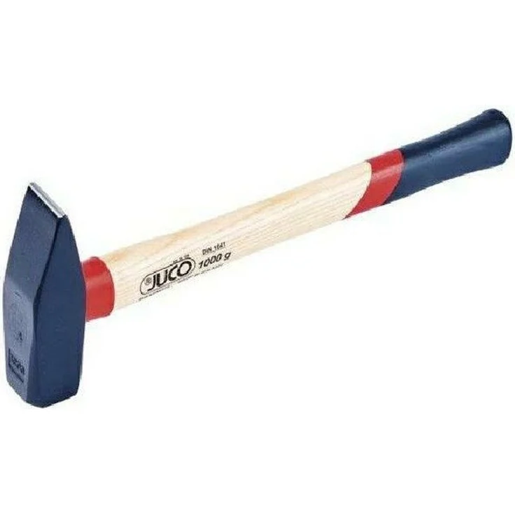 JUCO SCHLOSSERHAMMER LUX 0,8kg, Polierter Hammerkopf mit Eschenholzgriff in Schwarz-Rot