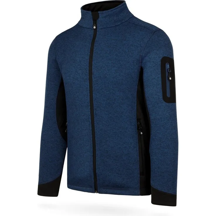 normani Fleecejacke Herren Strick-Fleecejacke Wapusk Outdoor, Cardigan mit Stehkragen und Seitentaschen, recyceltes Polyester, blau