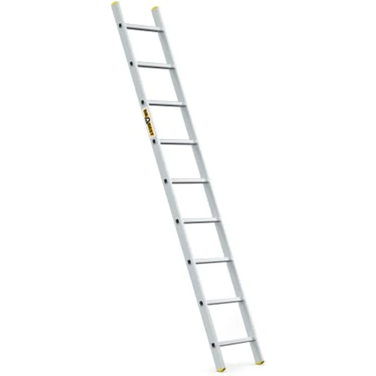 DRABEST Leiter PRO Serie Alu Anlegeleiter 9 Sprossen Hausleiter bis 150 kg belastbar Sprossenanlegeleiter mit kostenloser Haken – Bild 1