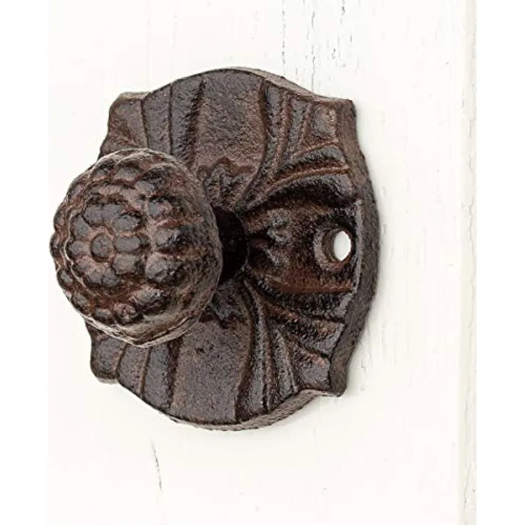 Antikas Antiker Türknauf aus Gusseisen, feststehender Griff für Gartentüren, 6 cm rund, dekorativ