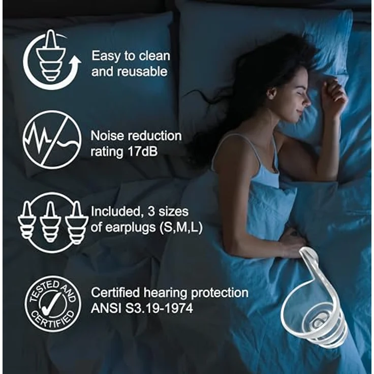 Mixx Assistive Audio Sleep Gehörschutz-Earplugs, 3x wiederverwendbare Ohrstöpsel aus medizinischem Silikon, flach und bequem für Seitenschläfer, inklusive Aufbewahrungskoffer – Bild 2