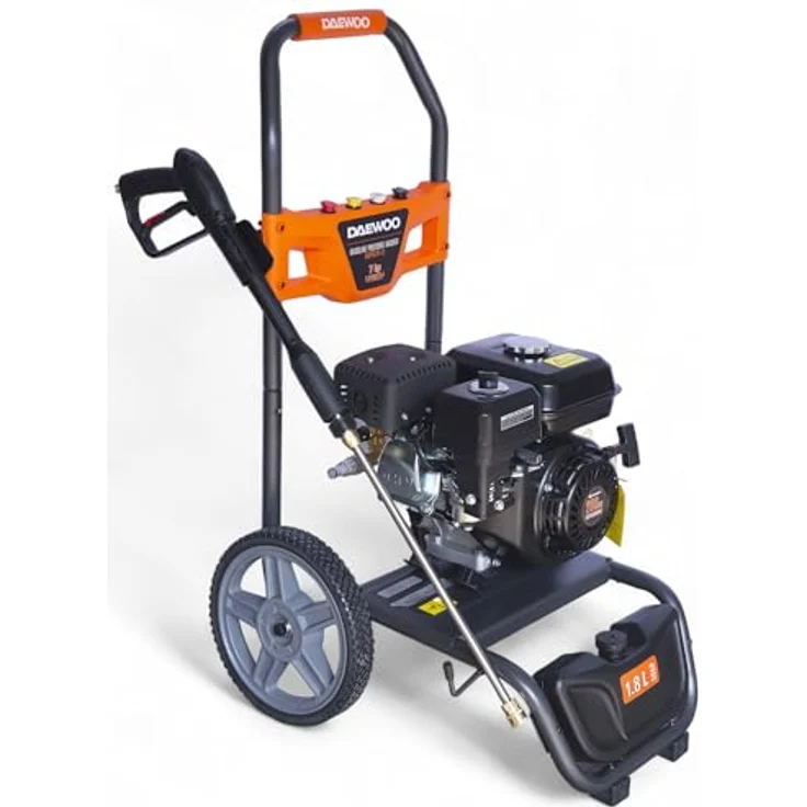 DeTec DAEWOO Benzin Hochdruckreiniger 207 bar, 7 PS mit Messing Pumpenkopf, 12 m Hochdruckschlauch, 4 Schnellwechseldüsen, ideal für Steinreinigung – Bild 2