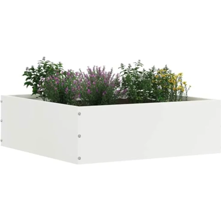 vidaXL Raseneinfassung Weiß, 40 x 40 x 13 cm, langlebige Stahl Landschaftsdivider für Garten und Terrasse, moderne Metallkante, einfache DIY-Installation – Bild 2
