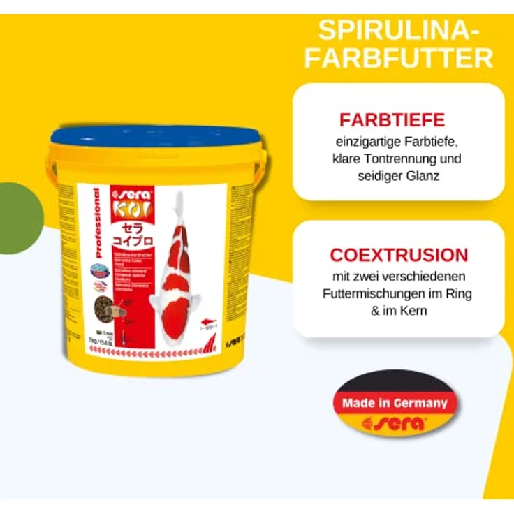 sera KOI Professional Spirulina Farbfutter 7 kg (21L) | Koi-Fischfutter für perfekte Farben| Für Temperaturen über 8°C | Unterstützt das Wachstum von Kois | Geringere Wasserbelastung | Weniger Algen – Bild 2