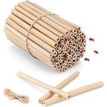 Navaris Nisthülsen für Bienenhotel Insektenhotel - Füllung für Insektenhotels - 60 Röhrchen aus Bambus - Bambusröhrchen mit Strick für Bienen Wildbienen Insekten