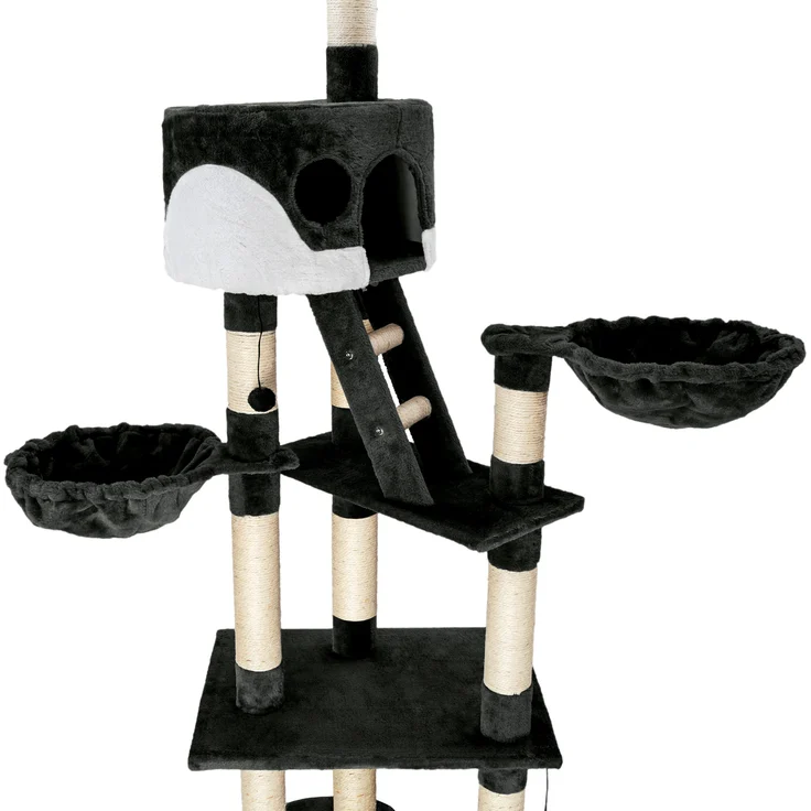 tectake Kratzbaum Hansi 260cm - schwarz/weiß – Bild 5