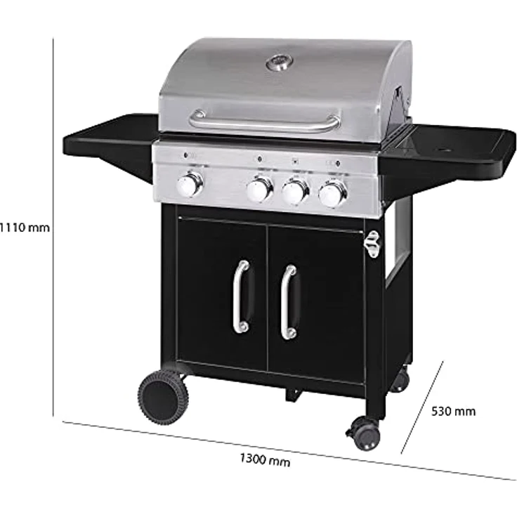 ProfiCook Gasgrill PC-GG 1219 Gußeisen Rost, 3 Brenner + 1 Kochstelle – Bild 3