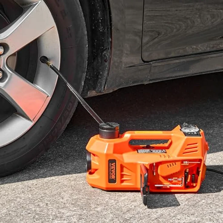 VEVOR elektrischer Wagenheber 5 t Scherenwagenheber mit eingebauter Pumpe, 12 V, tragbares Set mit Sicherheitshammer & LED-Licht für Limousine, SUV und Lkw – Bild 8