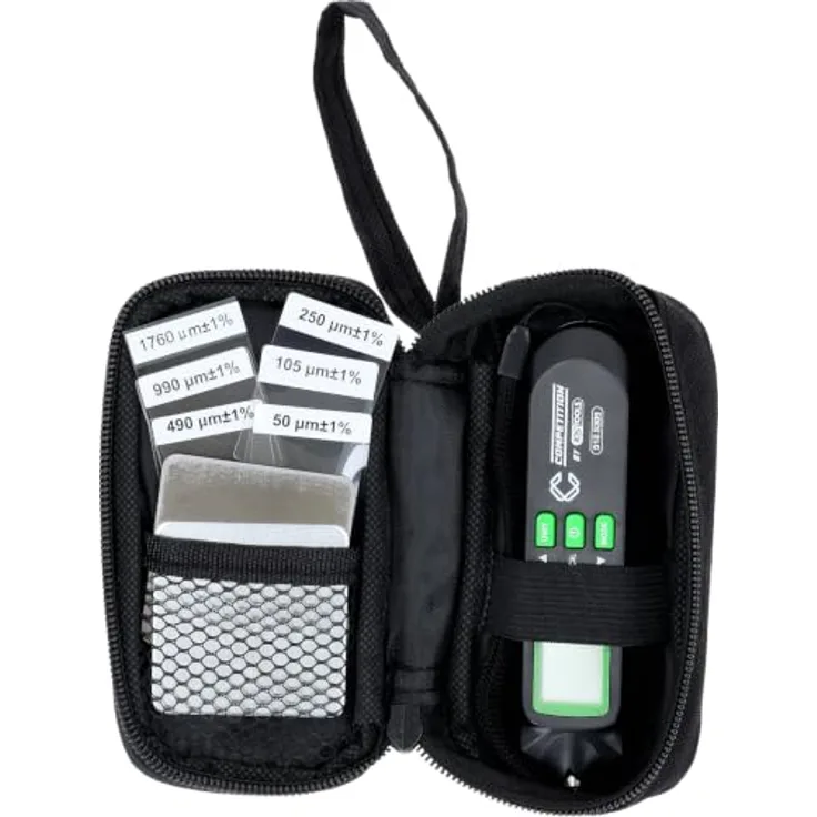 KS Tools COMPETITION Schichtdicken-Messgerät 0 - 1000µm, präzise Messung für Aluminium und Eisen, digitale Anzeige inklusive Kalibrierscheiben