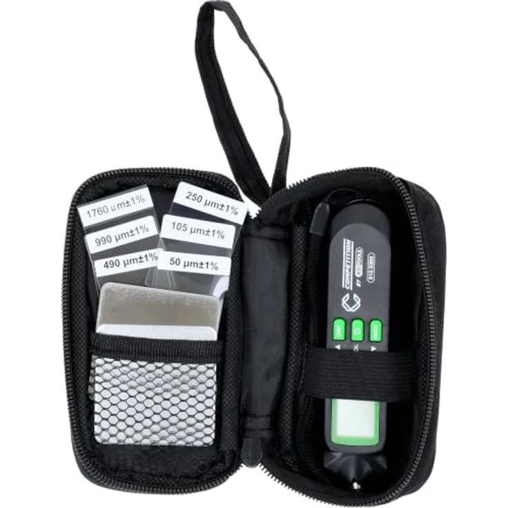 KS Tools COMPETITION Schichtdicken-Messgerät 0 - 1000µm, präzise Messung für Aluminium und Eisen, digitale Anzeige inklusive Kalibrierscheiben – Bild 1