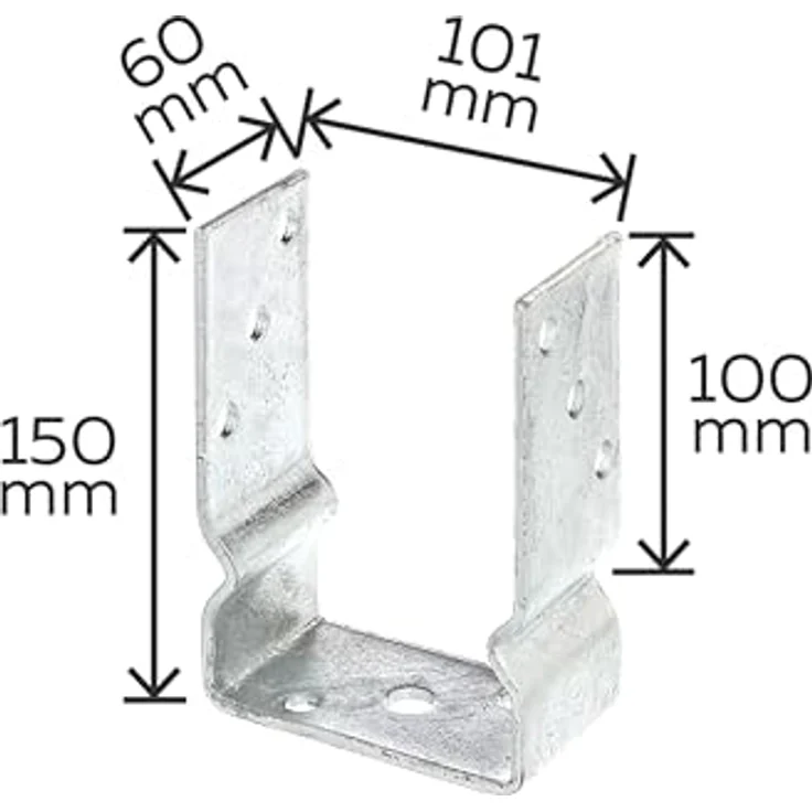 U-Pfostenträger ETA-10-0210 101x150x100x60mm TZN z.Aufschr.GAH – Bild 3