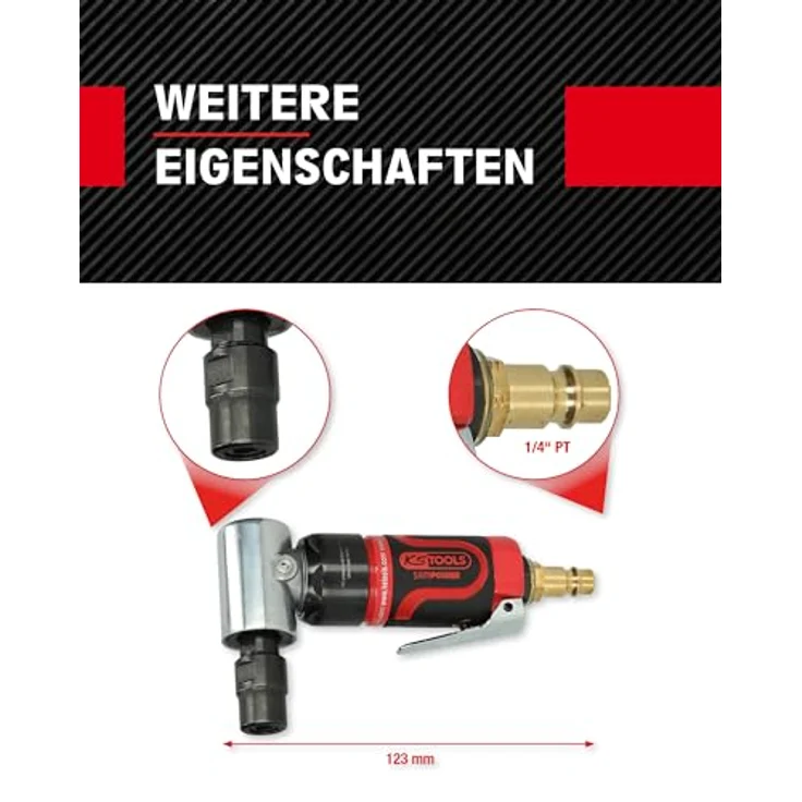 KSTOOLS SlimPOWER Mini-Druckluft-Winkelstabschleifer, 19.000 U/min, ergonomisches Design für Einhandbedienung, stufenloser Geschwindigkeitsregulierung, vibrationsgedämpft – Bild 4
