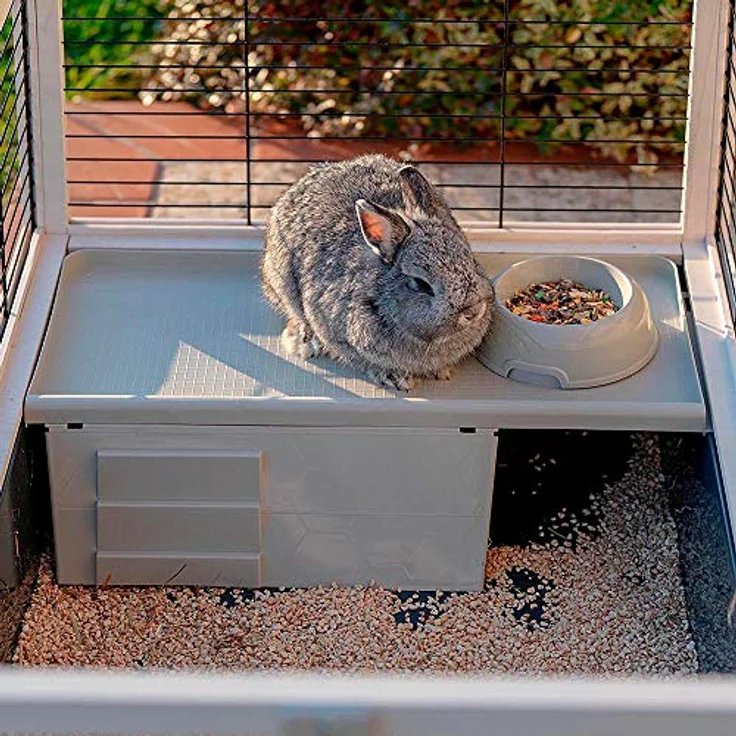 Ferplast Kaninchenkäfig aus FSC Holz ARENA 100, Meerschweinchen, Hasenheim Zubehör inklusive, 82 x 52 x h 46 cm. – Bild 5