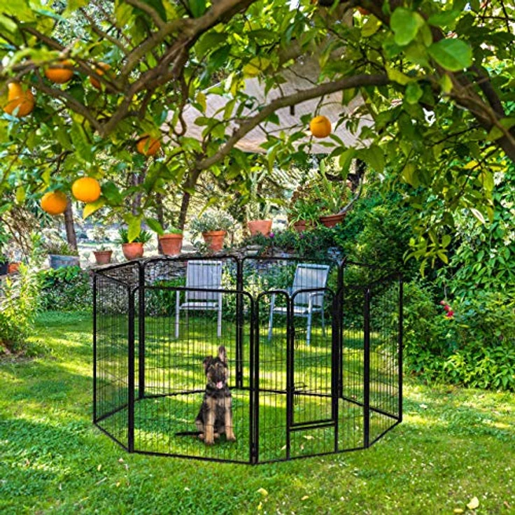 Relaxdays Welpenauslauf, kleine Hunde, Welpen, Kleintiere, für Innen, Außen, Laufstall HxBxT: 80 x 78 x 235 cm, schwarz – Bild 5