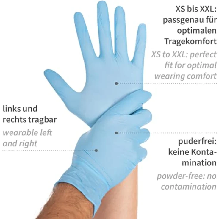 100 Stk Nitril Handschuhe Safe Light puderfrei blau 10 – Bild 3