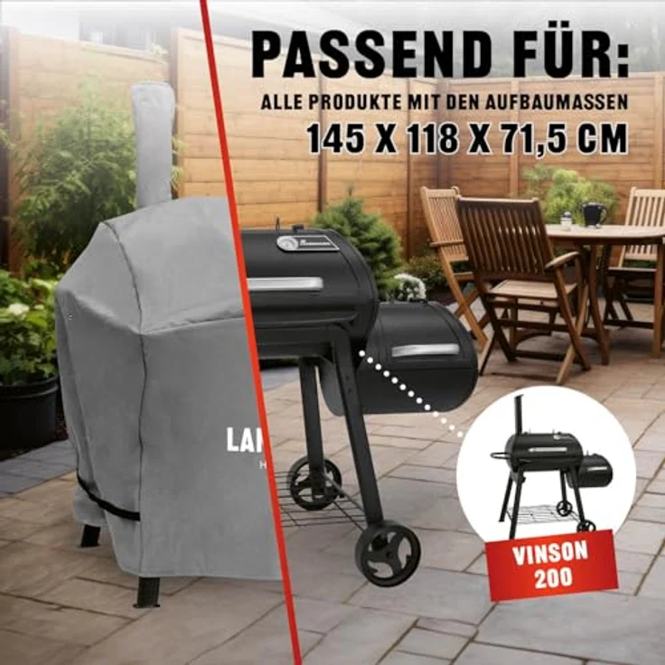 LANDMANN Grillabdeckung, 78 x 130 x 118 cm, wetterfest, Polyester – Bild 9