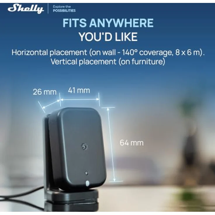 Shelly Präsenzmelder Presence Sensor Gen4, Bewegungsmelder mit WLAN, Zigbee, BT und Matter, schwarz – Bild 4