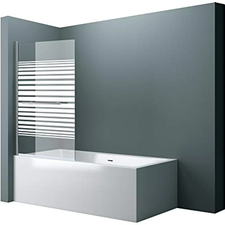 doporro 90x140 cm Design-Duschwand für Badewanne Badewannenaufsatz Duschabtrennung 6mm ESG-Sicherheitsglas teilsatiniert inkl. NANO-Beschichtung Badewannenfaltwand – Bild 1