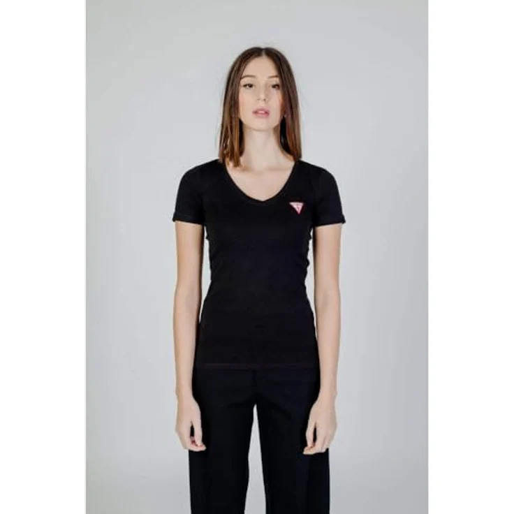 MGA Damen T-Shirt V-Ausschnitt, Slim Fit, Schwarz, Größe S aus 95% Baumwolle und 5% Elastan – Bild 5