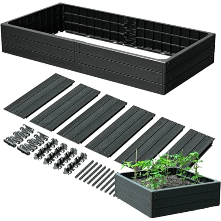 Prosperplast Gartenbeet Erhöhtes Beet für Gemüse, großer Pflanzbehälter, anthrazit – Bild 2