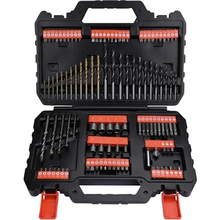 Black+Decker Bohrer- und Schrauberbit-Set (109-teiliges, Metall-, Holz- und Steinbohrer, Stecknüsse, Bits, Senker) A7200 – Bild 3