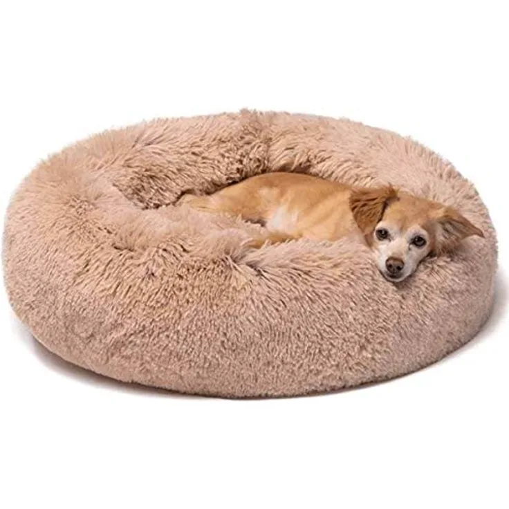 Hundekorb / Katzenbett, Hundekissen, Katzenbett, weiches Kissen, Anti-Stress-Kissen, Traumfänger, rundes Kissen, Durchmesser 60 cm, Braun