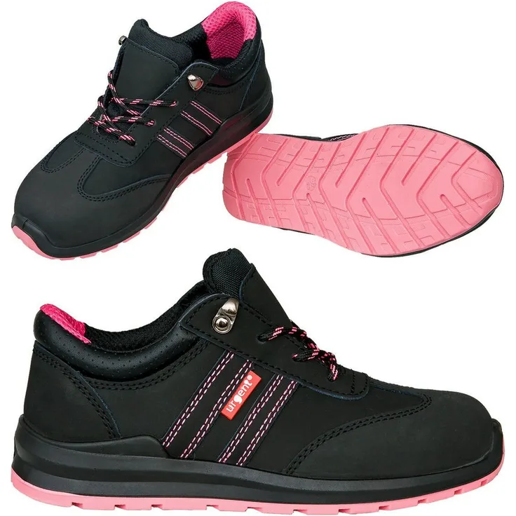 Urgent Arbeitsschuhe Sicherheitsschuhe Schutzschuhe Stahlkappe Damenschuhe S1 Arbeitsschuh, Leder, flexibel, abriebfest, Schwarz
