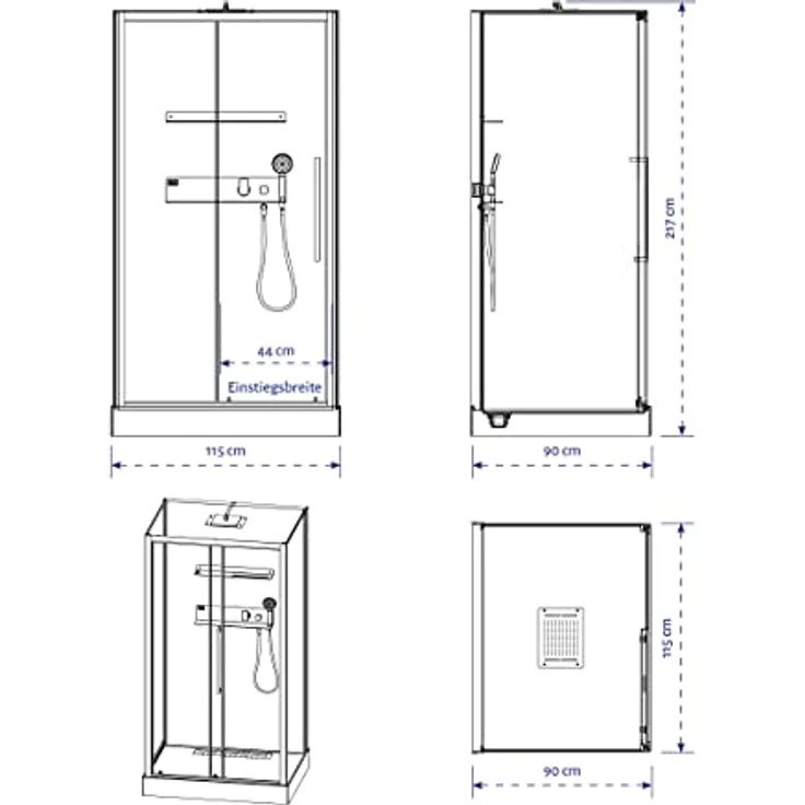 Marwell Komplettdusche White Isle, BxT: 115x90 cm, Einscheibensicherheitsglas, inkl. Armaturen – Bild 8